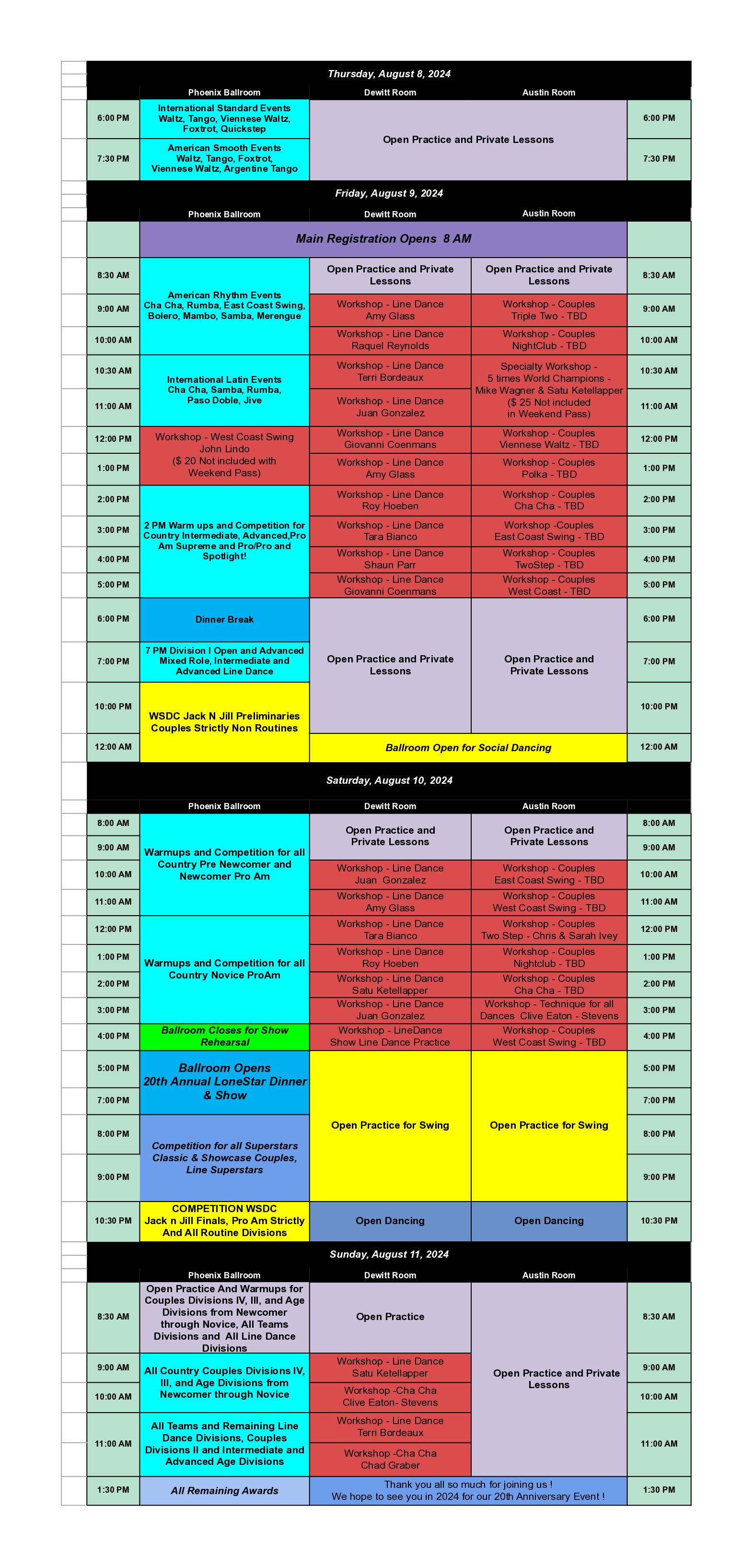 Schedule Lonestar Invitational Country Dance